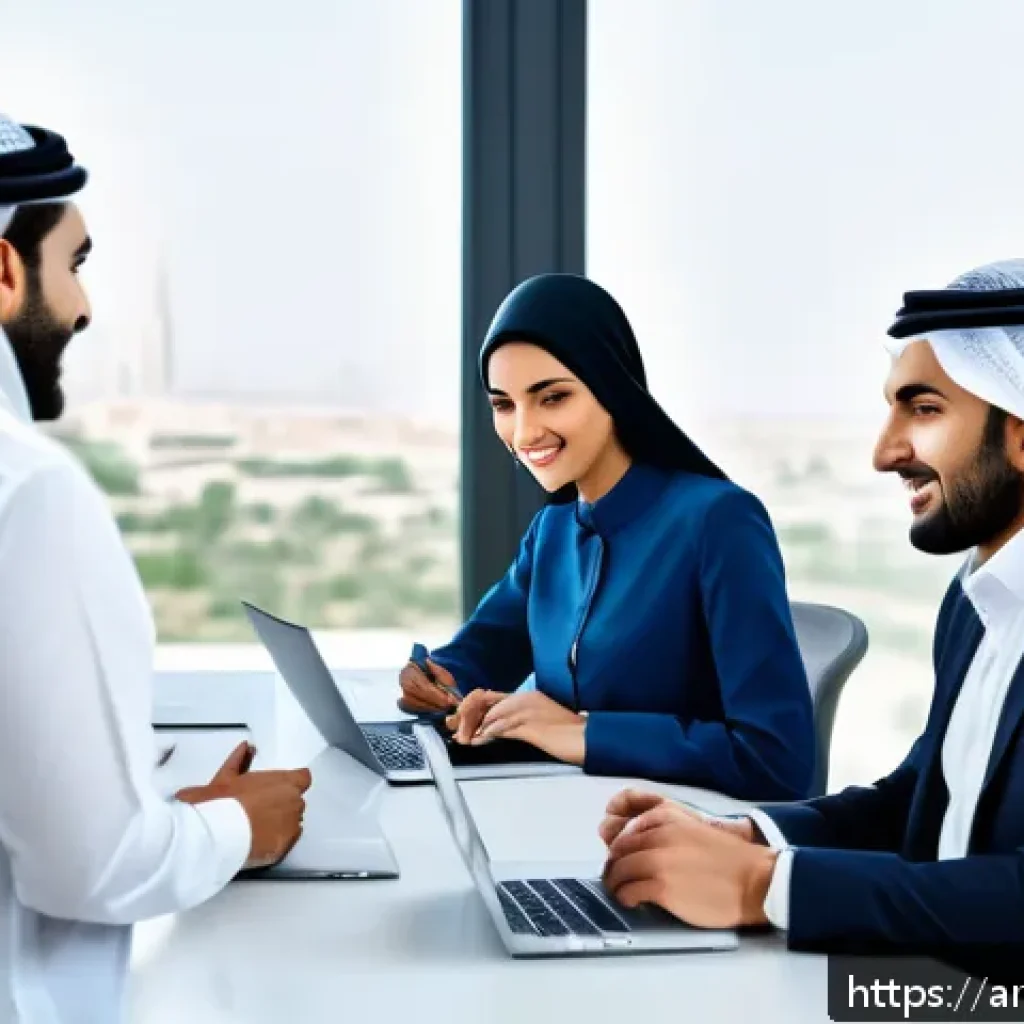 비즈니스 애널리스트 프로젝트 관리 - A diverse group of professional Arab business analysts and project managers in a modern office setti...